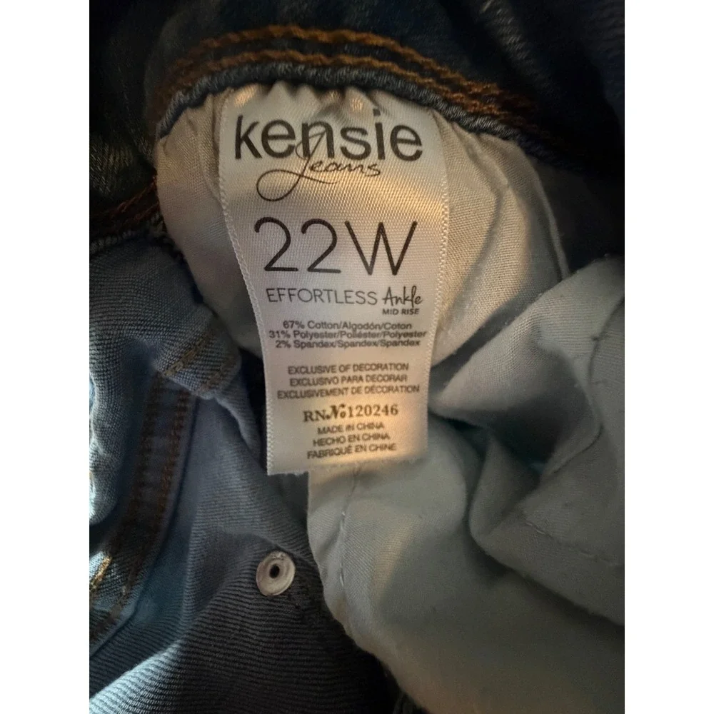 Kensie Jeans‎ Effortless Ankle Women 22W Light Blue Mid Rise Stretch